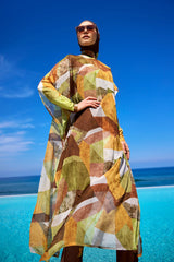 Marina Renkli Desenli İpeksi Pareo - P2513-1