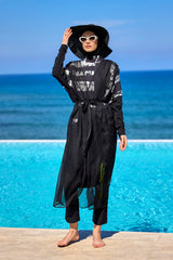 Marina Siyah Kolsuz İpeksi Kimono - P2502