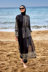 Marina Çizgi Desenli İpeksi Kimono – P2511