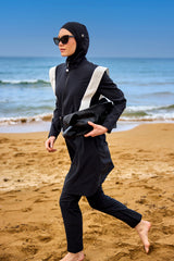 Marina Siyah Tam Kapalı Tesettür Mayo - M2526-1