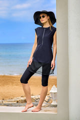 Marina Siyah Yarı Kapalı Tesettür Mayo - H2507-1