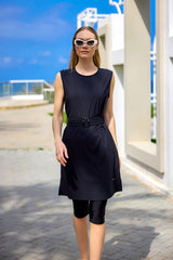 Marina Siyah Yarı Kapalı Tesettür Mayo - H2508