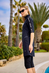 Marina Siyah Yarı Kapalı Tesettür Mayo - H2503