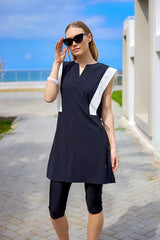 Marina Siyah Yarı Kapalı Tesettür Mayo - H2511