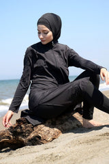 Paraşüt 3’lü Uzun Siyah Tam Kapalı Tesettür Mayo M2028