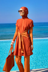 Marina Turuncu Tam Kapalı Tesettür Mayo – M2523-2