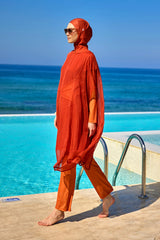 Marina Turuncu İpeksi Pareo - P2516-2