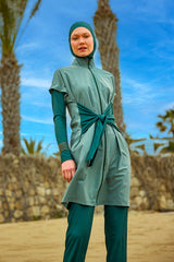 Marina Yeşil Tam Kapalı Tesettür Mayo - M2523-1