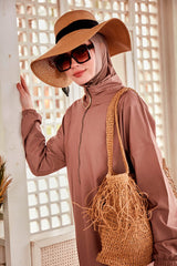 El Örgüsü Bej Hasır Çanta C2419