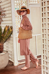 El Örgüsü Bej Hasır Çanta C2419