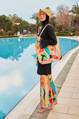 Likralı Siyah Tam Kapalı Tesettür Mayo M2473