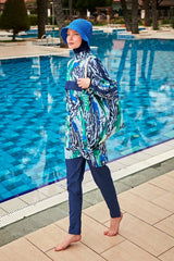 Desenli Tam Kapalı Tesettür Mayo R2408