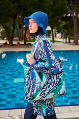 Desenli Tam Kapalı Tesettür Mayo R2408