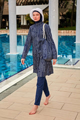 Desenli Tam Kapalı Tesettür Mayo R2402
