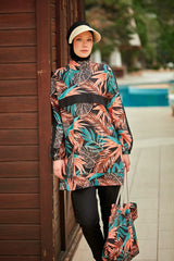 Desenli Tam Kapalı Tesettür Mayo R2409