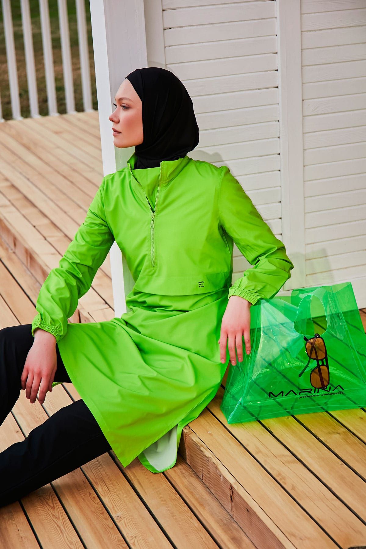 Yeşil Şeffaf Plaj Çantası C2405