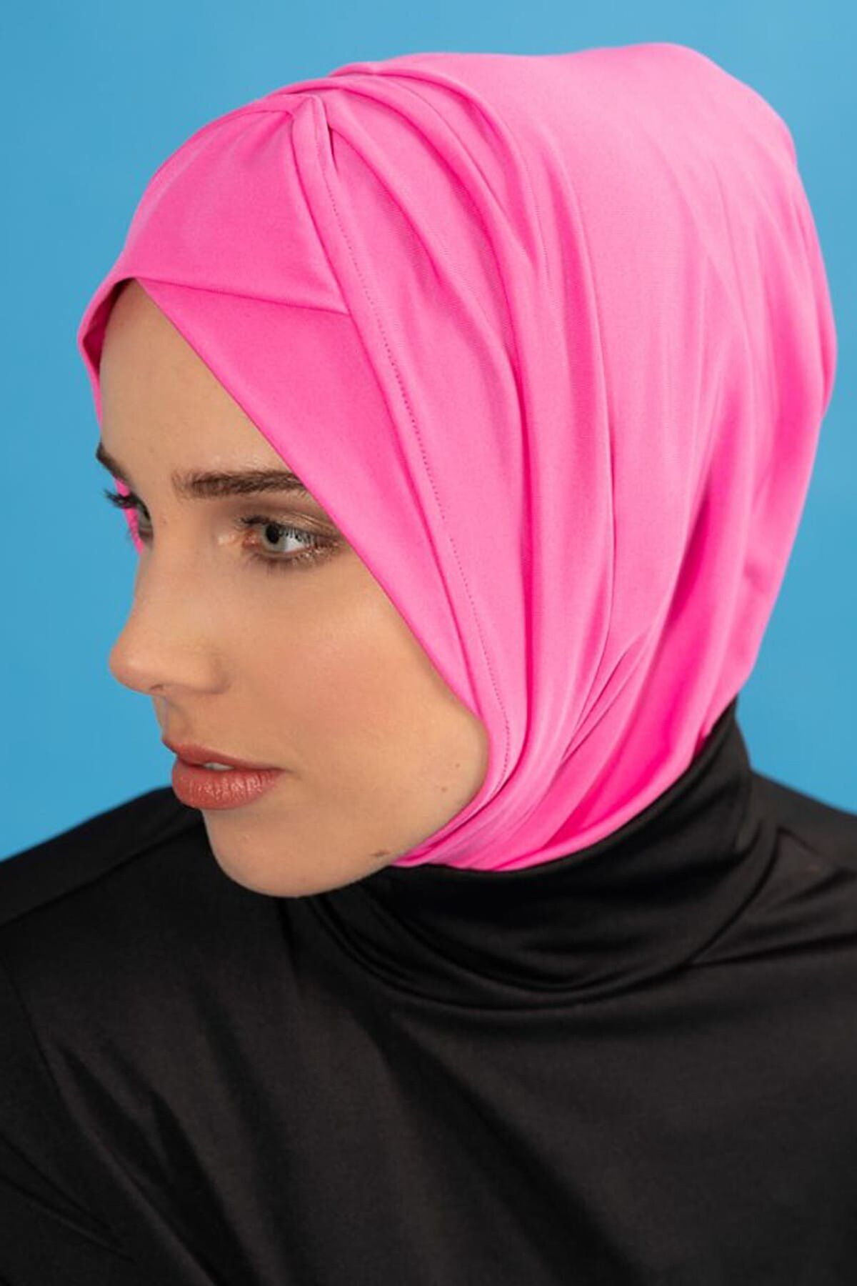 Çapraz Detaylı Deniz Havuz Bonesi - Pembe B2104