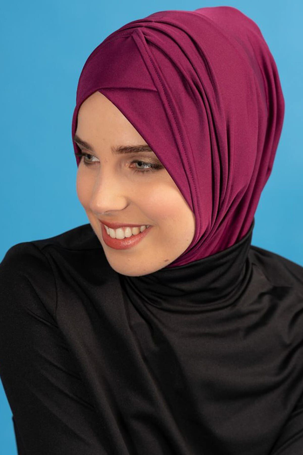 Çapraz Detaylı Deniz Bonesi - Mürdüm B2104 Ürün ikincil görseli