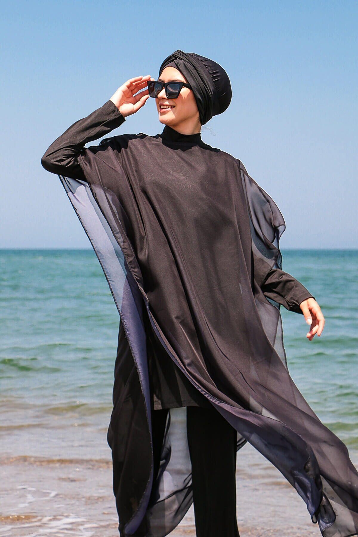 Siyah Kaftan Kimono Pareo P2110