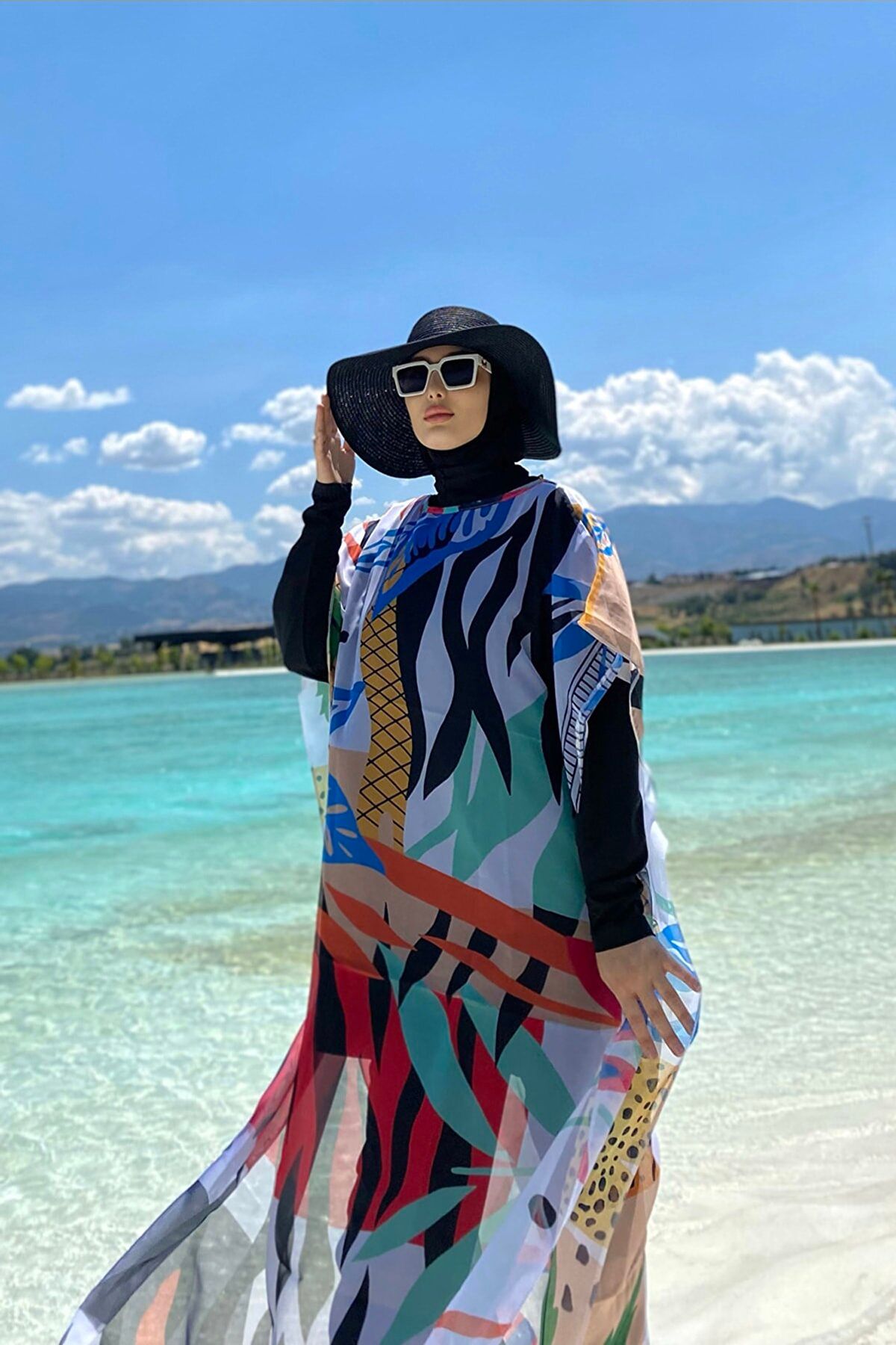 Çiçek Desenli Kaftan Kimono Pareo P2102