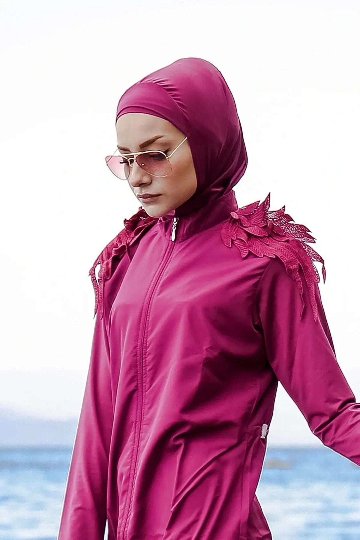 Deniz Havuz Bone Eşarp B2101 - Mürdüm Ürün ana görseli