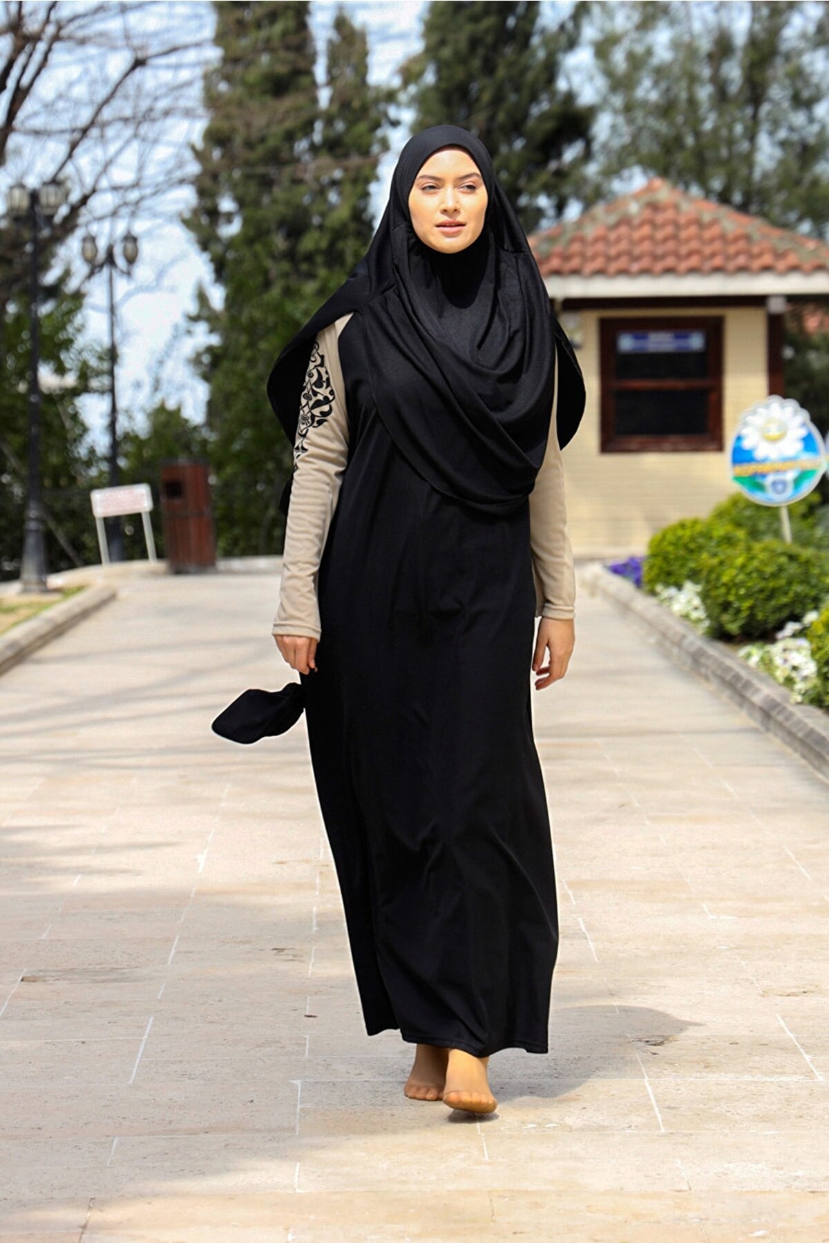 Kolay Giyilebilen Tek Parça Namaz Elbisesi N2203 Siyah