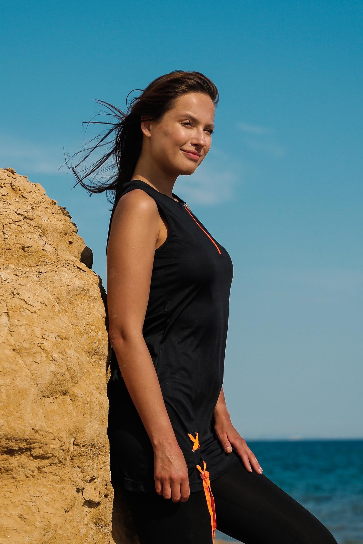 Rivamera 2'li Siyah Fermuarlı Yarı Kapalı Tesettür Elbise Mayo R2219