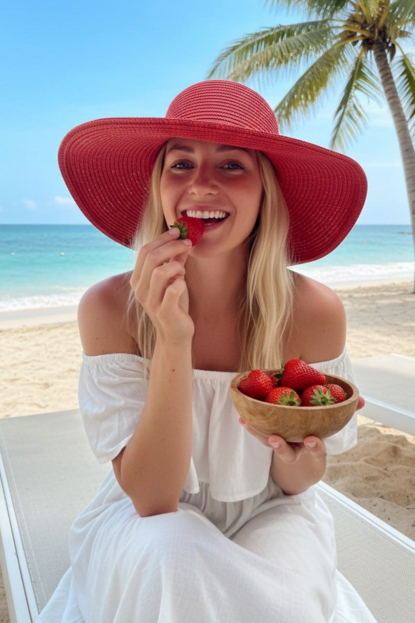 Geniş Hasır Şapka Kırmızı 14232 Ürün ana görseli