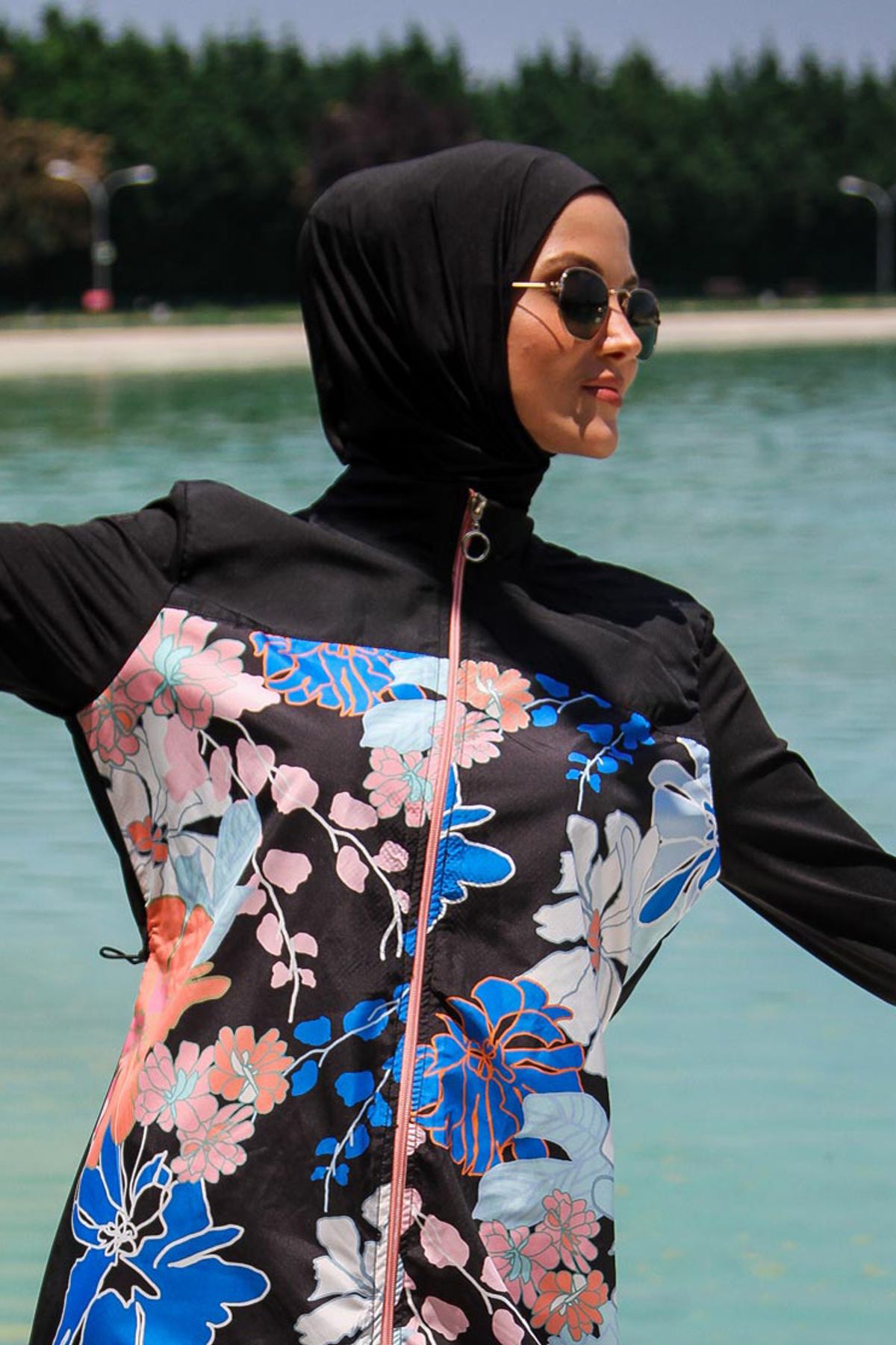 Siyah Deniz Havuz Bone Eşarp B2101