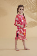 Çocuk Desenli Fuşya Kimono Kaftan P2335