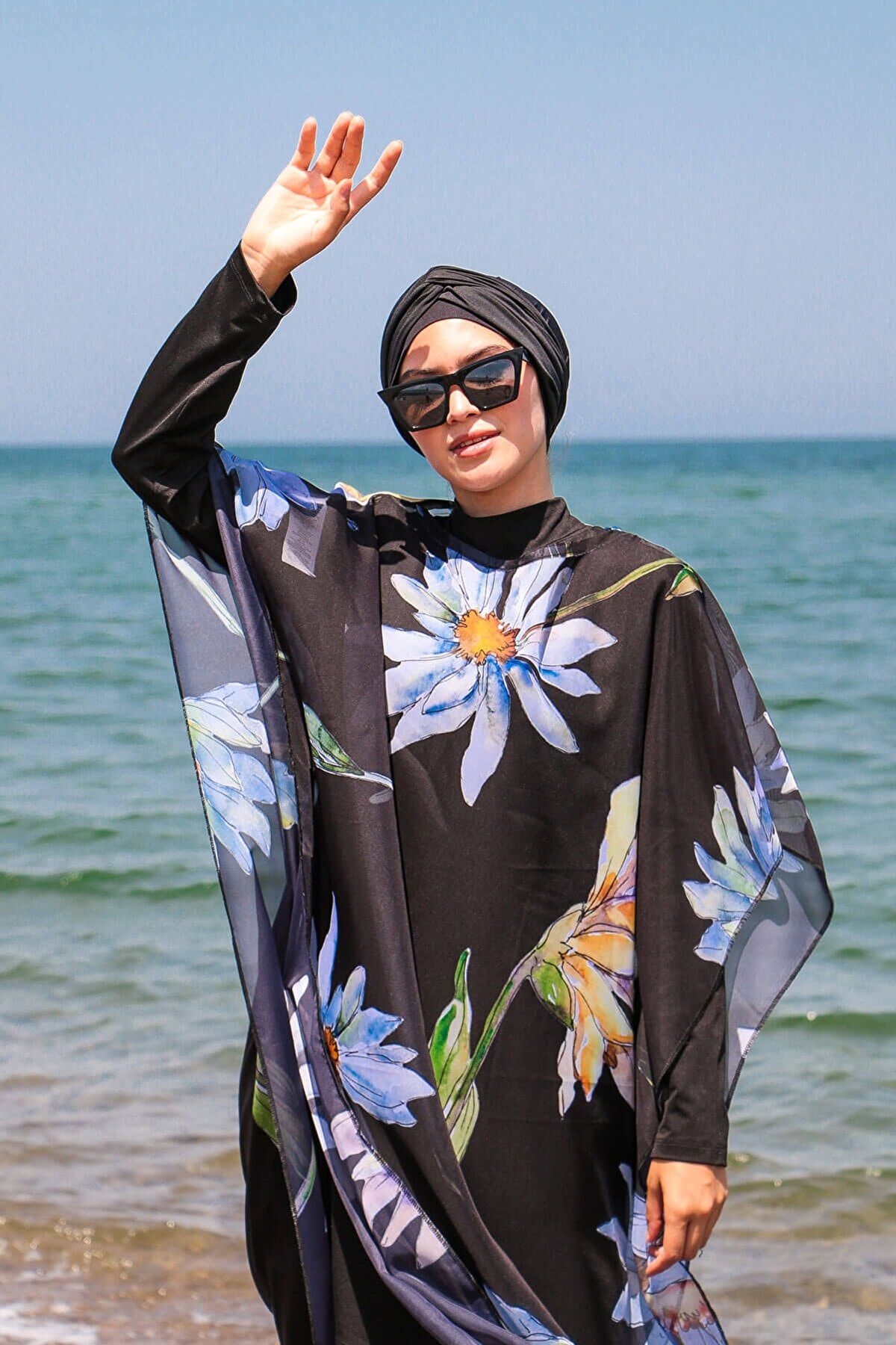 Çiçek Desenli Kaftan Kimono Pareo P2105