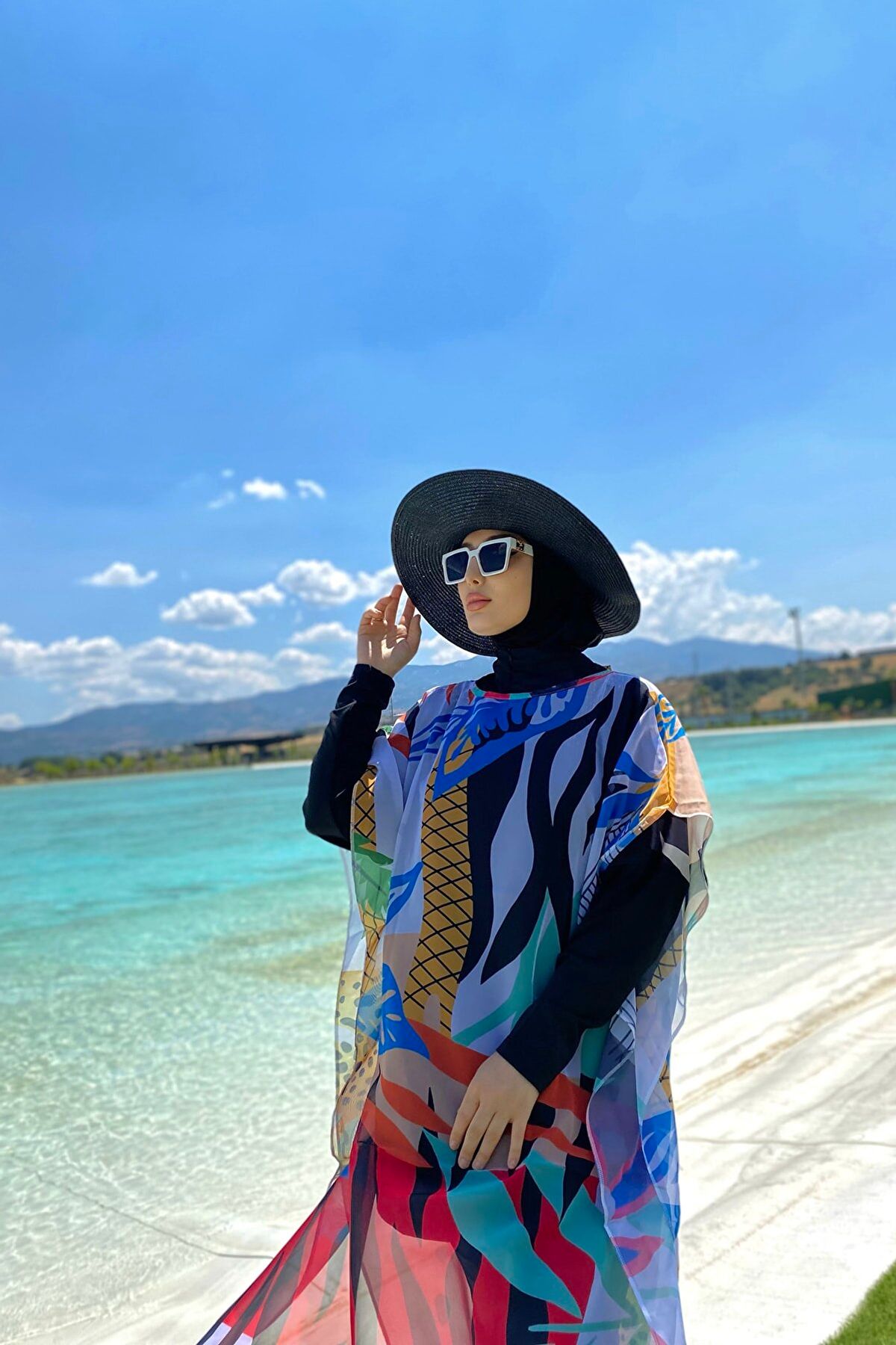 Çiçek Desenli Kaftan Kimono Pareo P2102