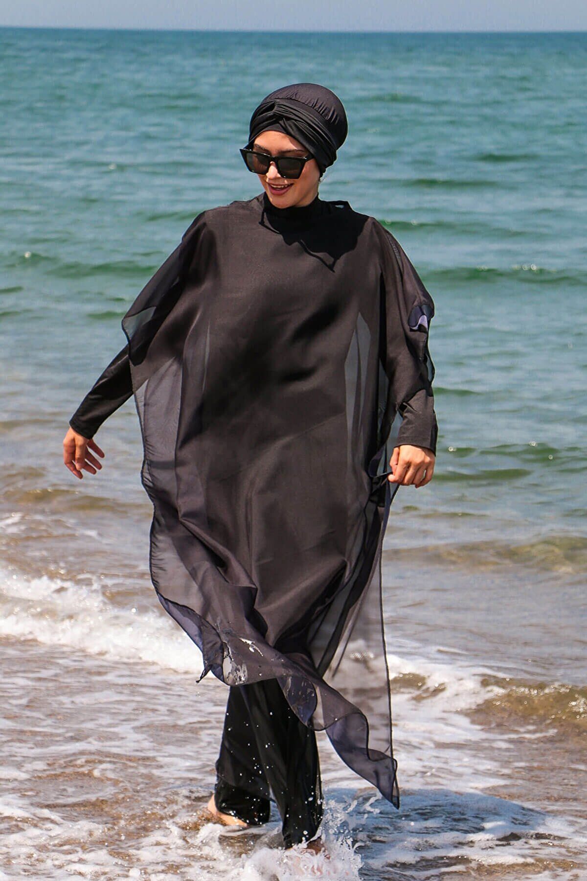 Siyah Kaftan Kimono Pareo P2110