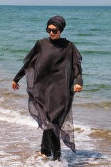 Siyah Kaftan Kimono Pareo P2110