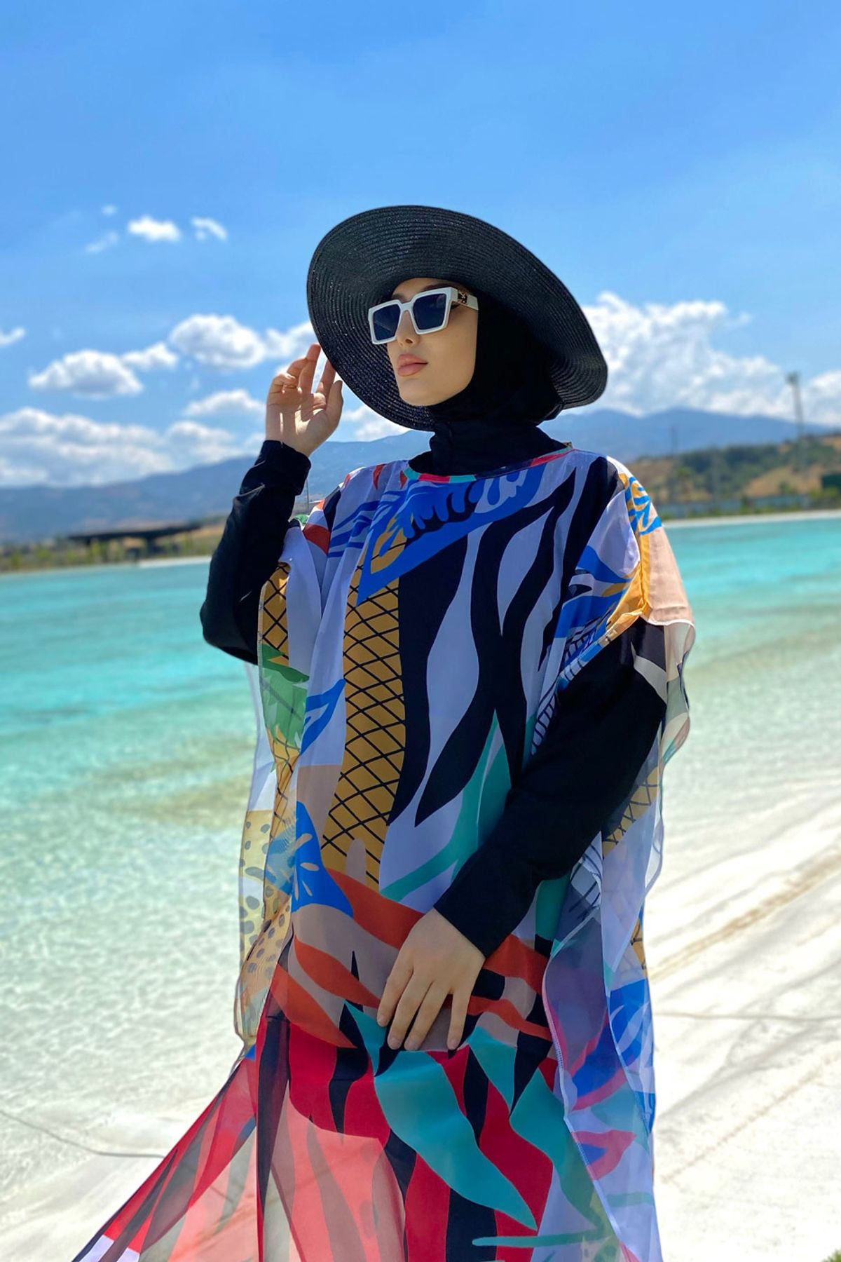 Çiçek Desenli Kaftan Kimono Pareo P2102 Ürün ana görseli
