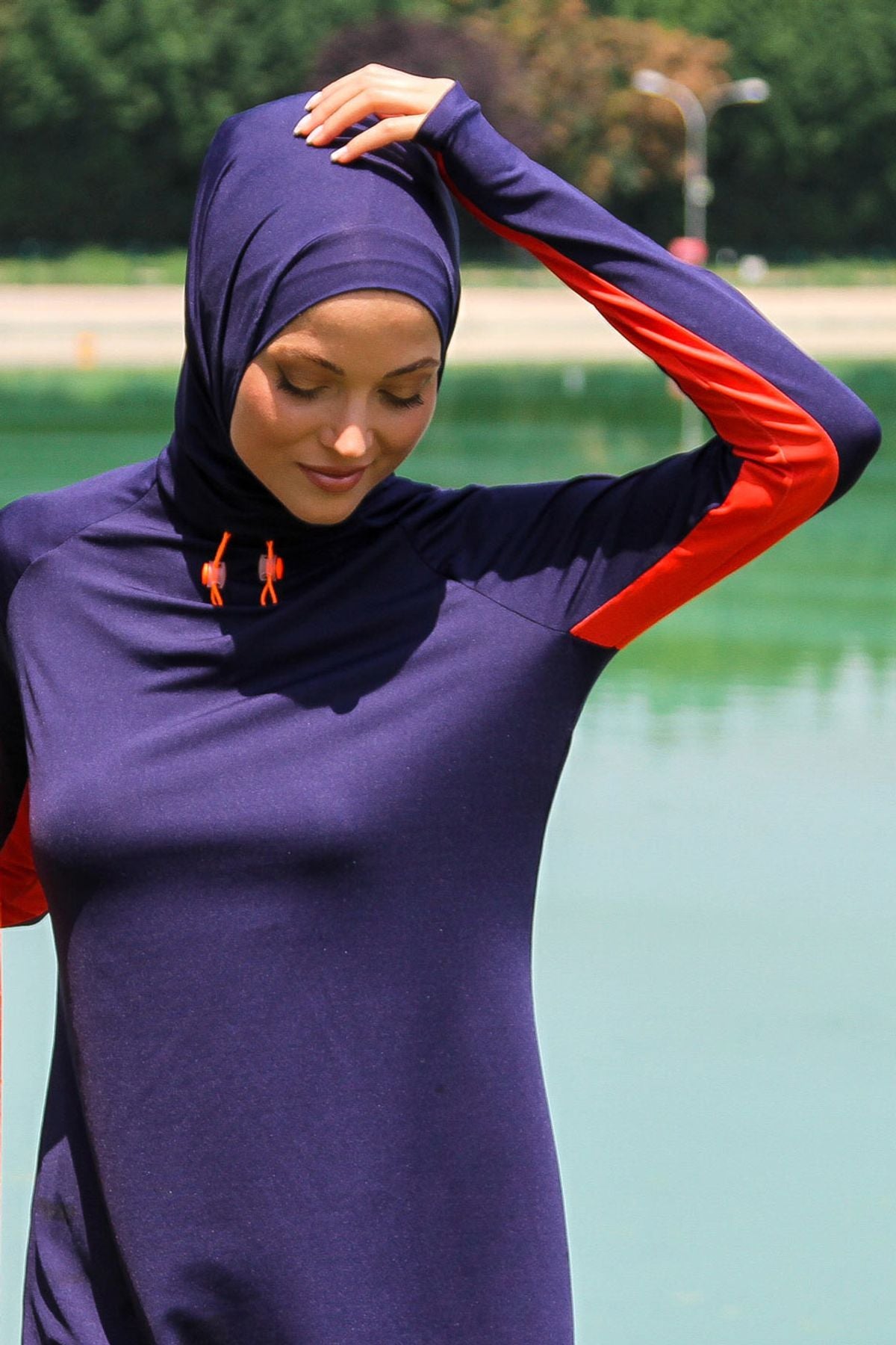 Lacivert Deniz Havuz Bone Eşarp B2101 Ürün ana görseli