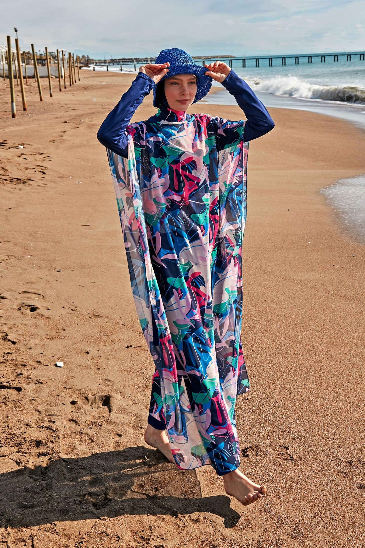 Desenli Pareo Kaftan P2430 Ürün ana görseli