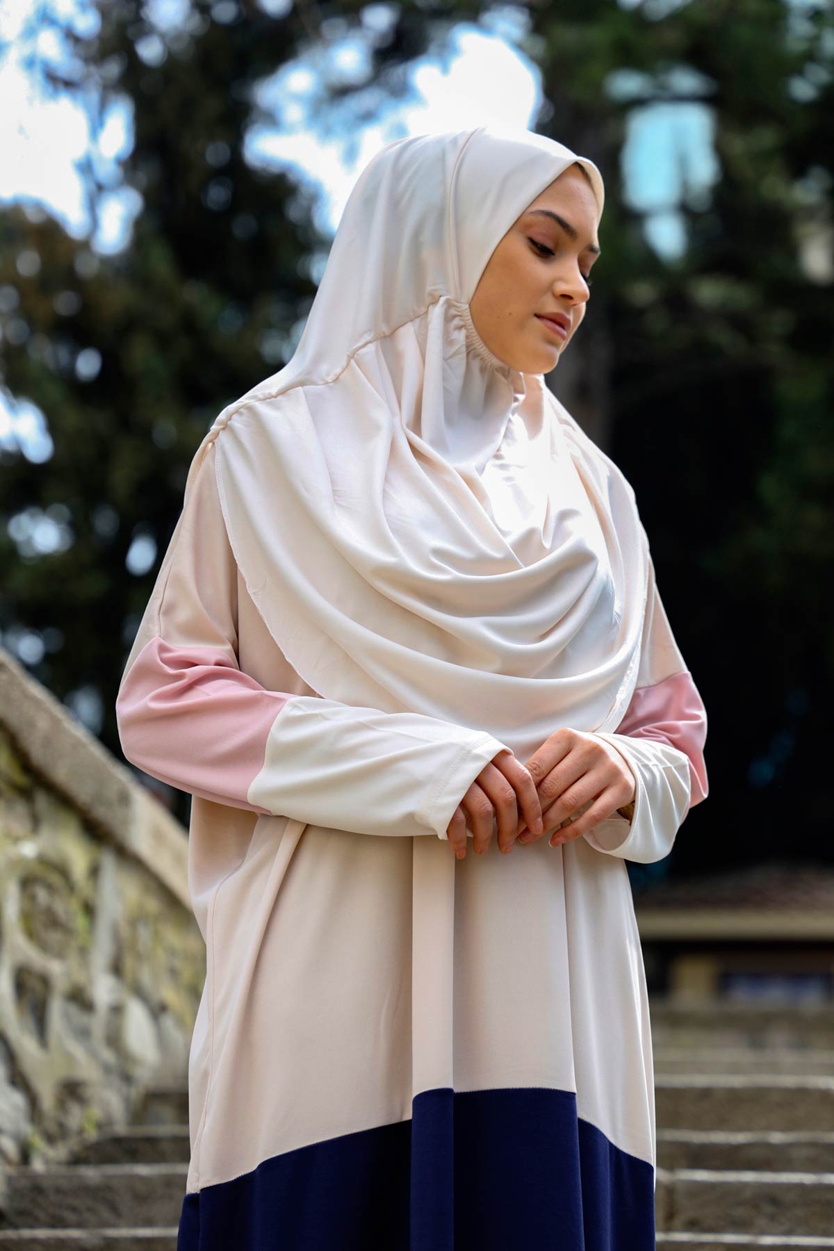 Kolay Giyilebilen Tek Parça Namaz Elbisesi N2104 Lacivert