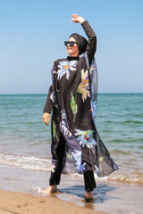 Çiçek Desenli Kaftan Kimono Pareo P2105