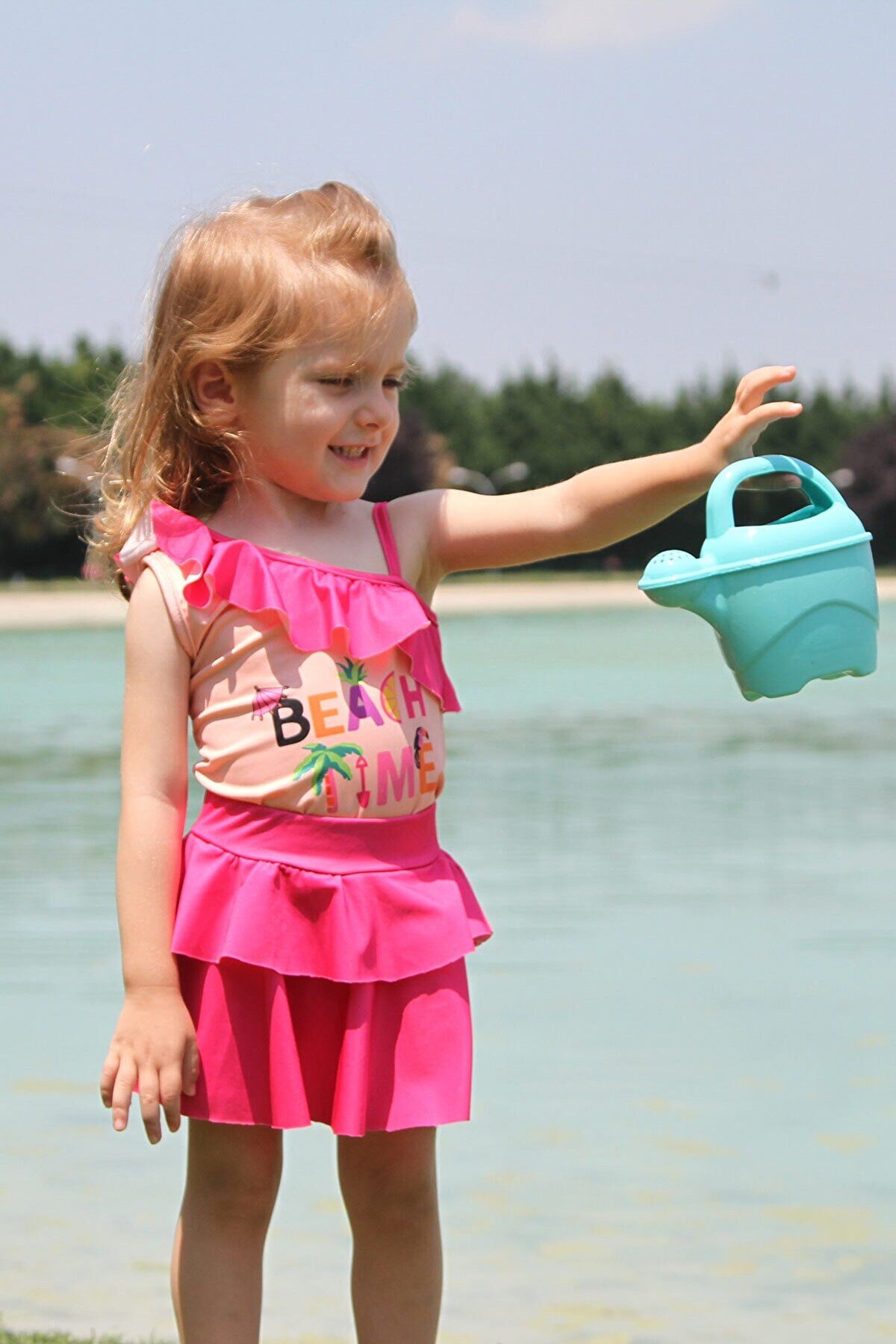 Marina Çocuk Fuşya Volan Detaylı Tesettür Mayo K2205 Ürün ikincil görseli