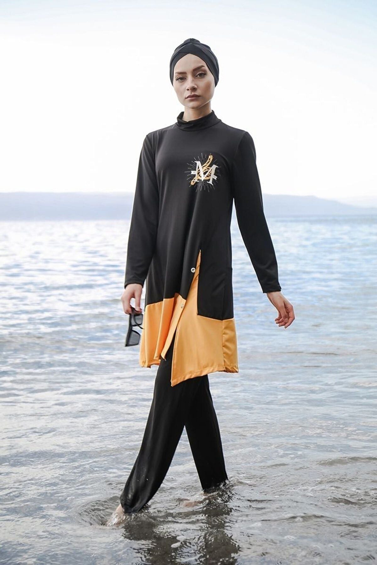 4'lü Siyah Renk Detaylı Tam Kapalı Tesettür Mayo M2016 Ürün ana görseli