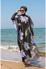 Çiçek Desenli Kaftan Kimono Pareo P2105