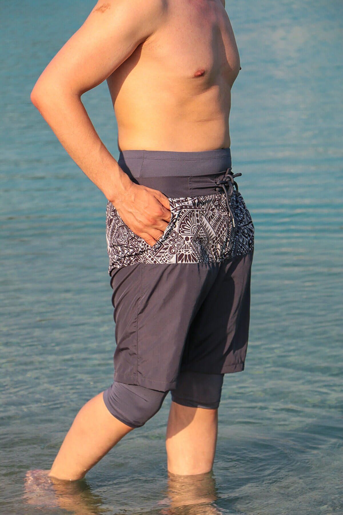 Marina Erkek Füme Tesettür Mayo Deniz Şortu S2103 Ürün ana görseli