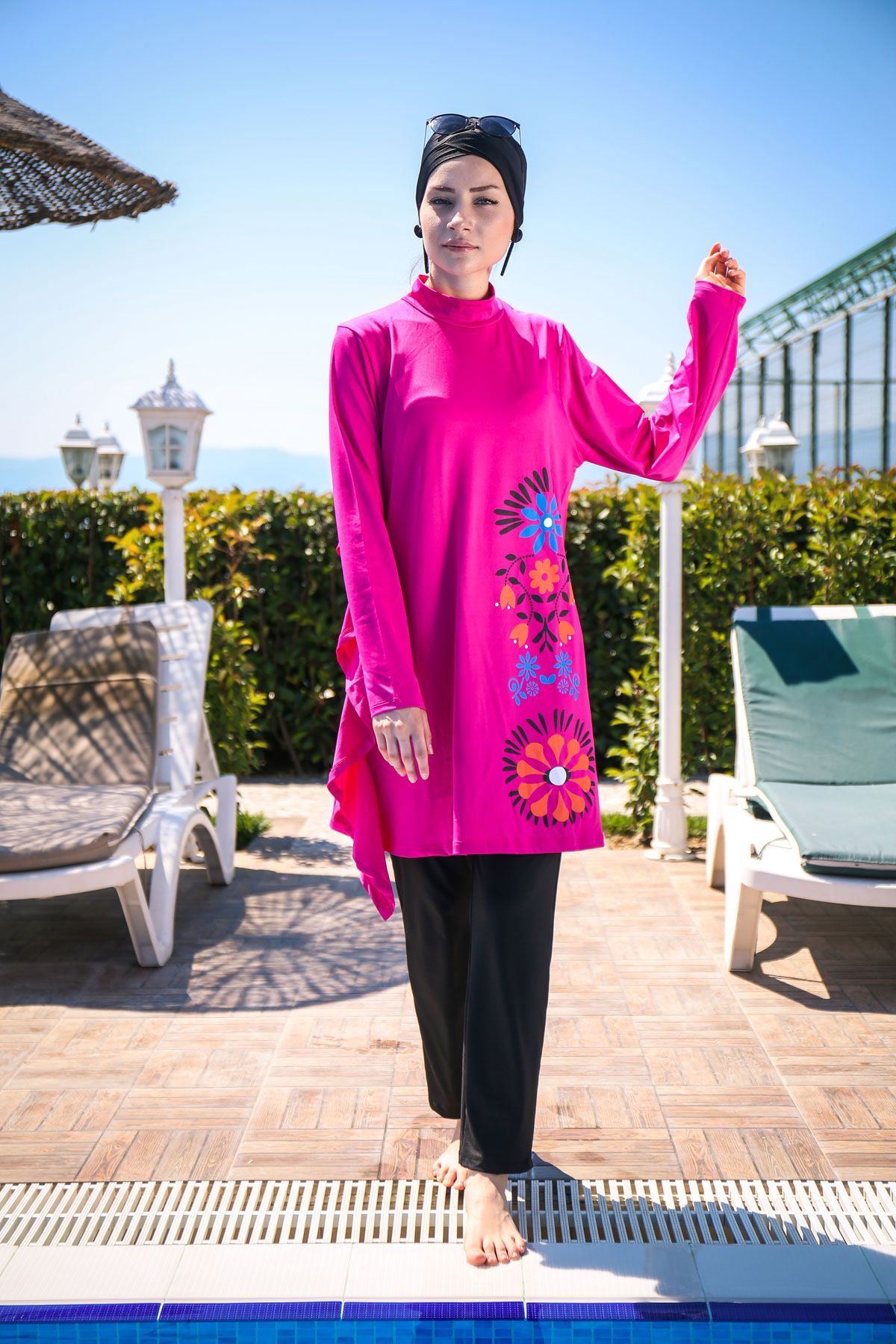 Pembe Tam Kapalı Tesettür Mayo M2018 Ürün ana görseli