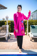 Pembe Tam Kapalı Tesettür Mayo M2018
