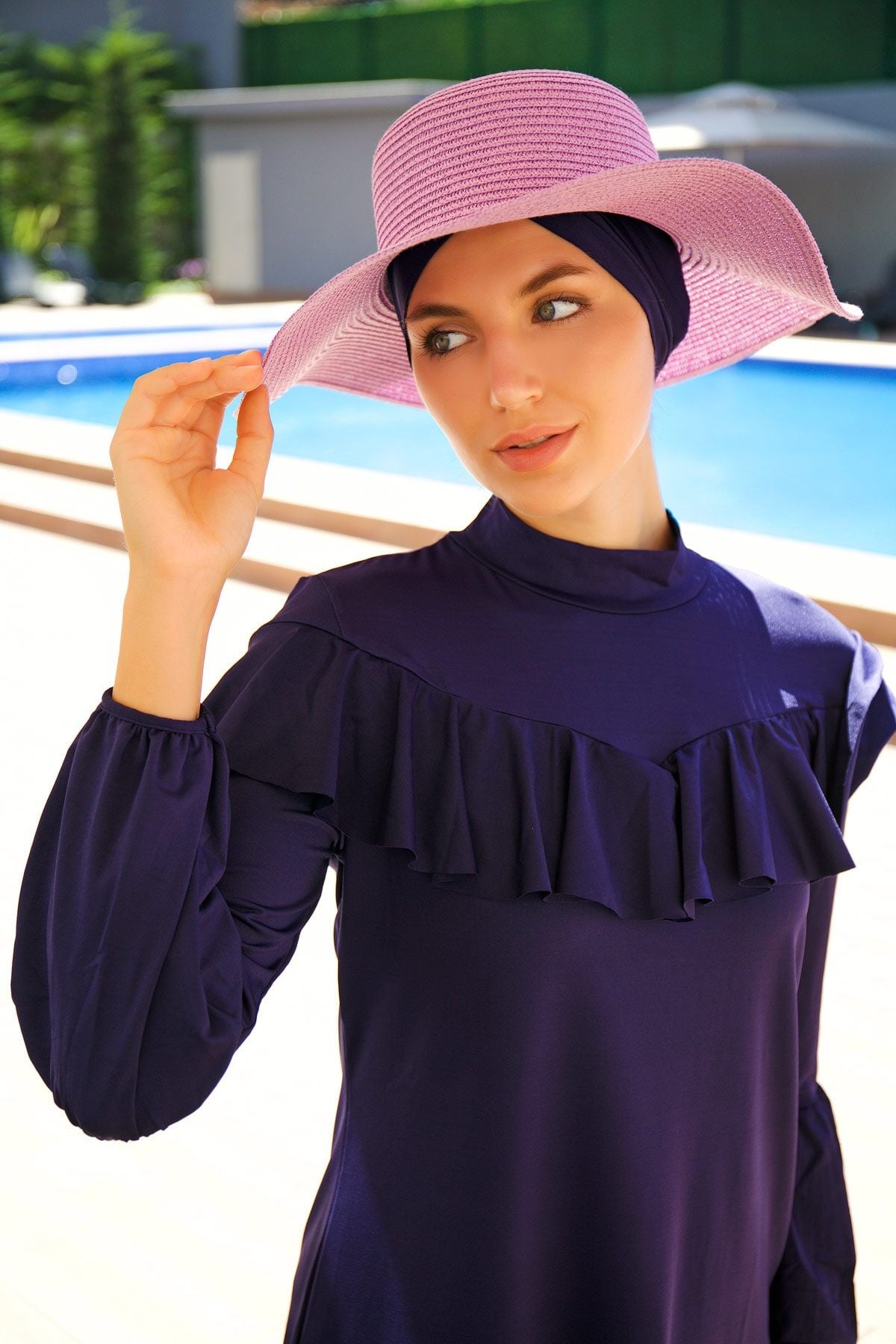 Pembe Geniş Hasır Şapka 14232 Ürün ikincil görseli