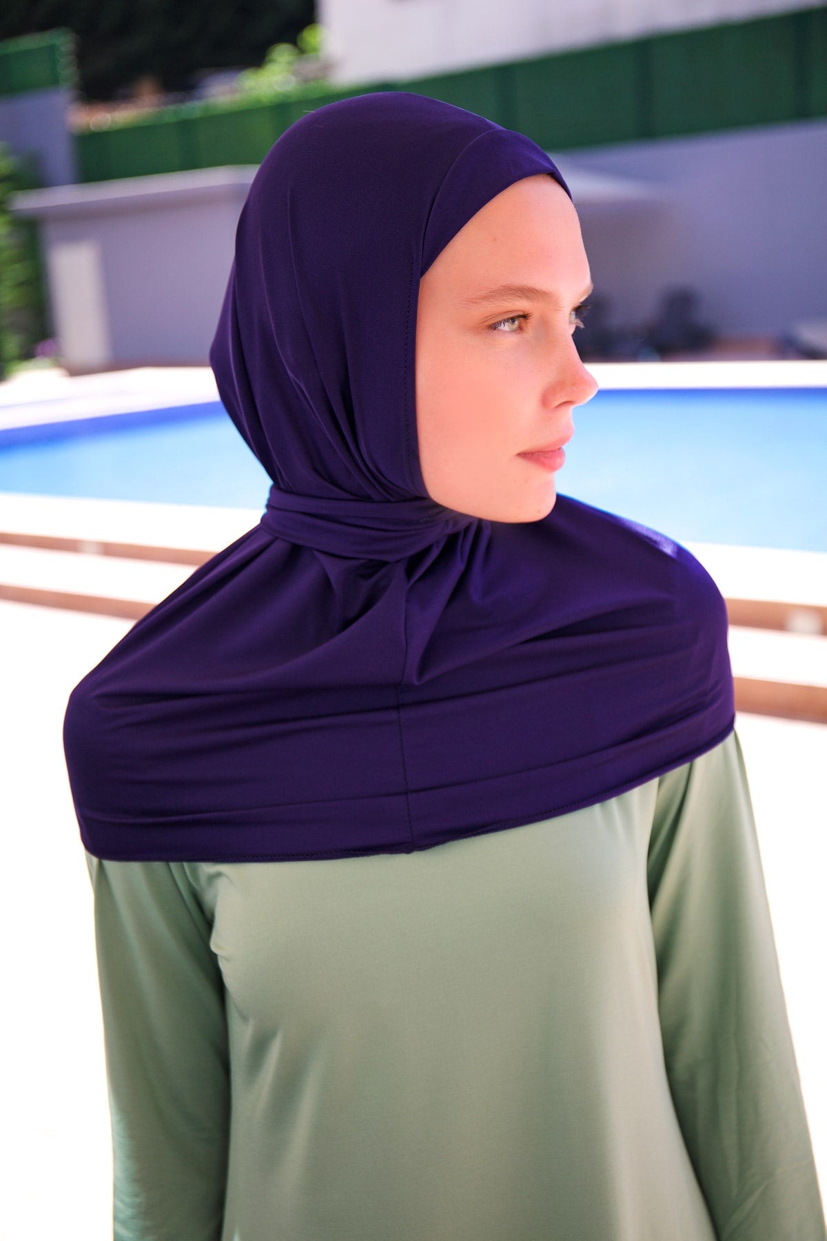 Lacivert Bağlamalı Yüzme Eşarp Bone – B2397