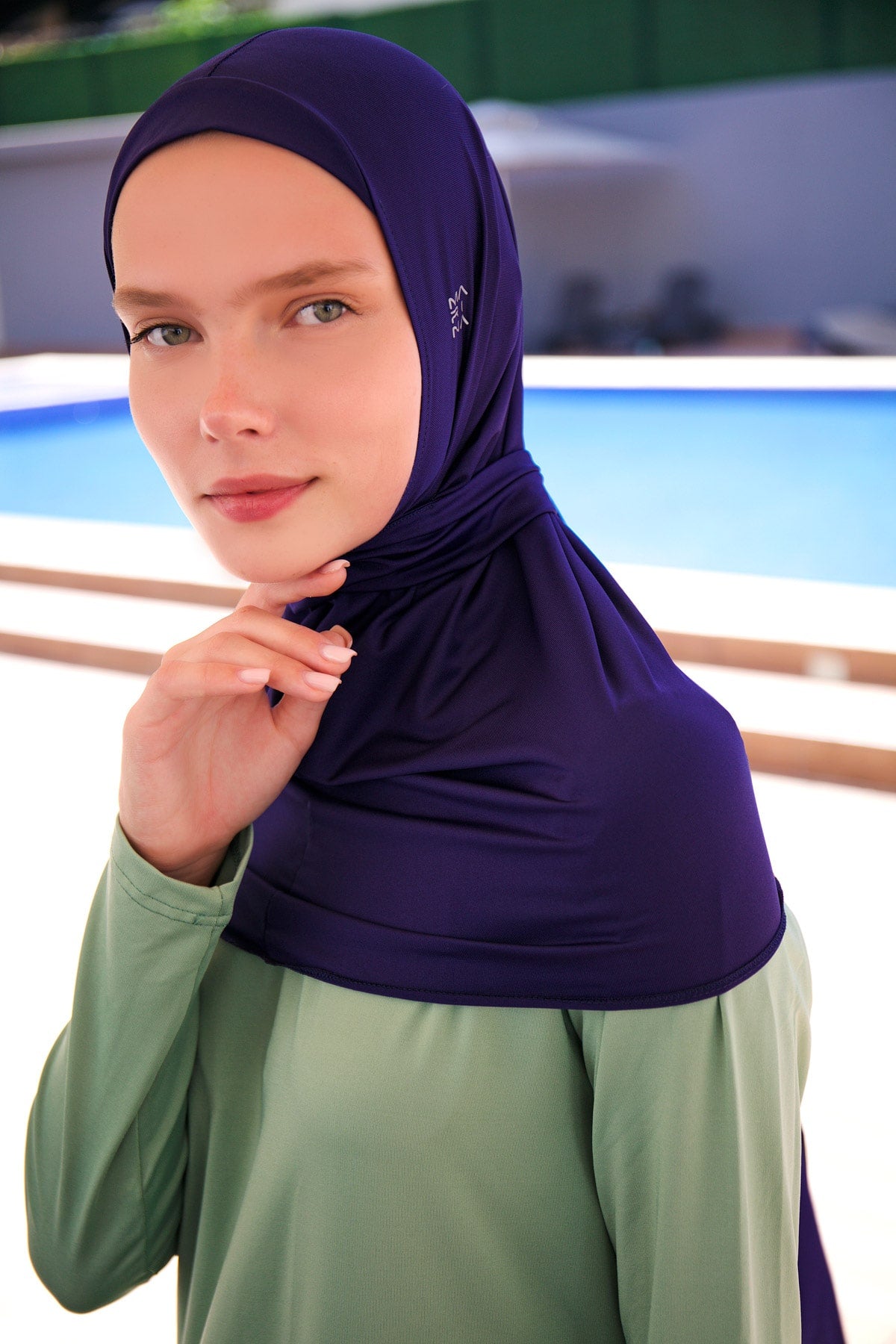Lacivert Bağlamalı Yüzme Eşarp Bone – B2397