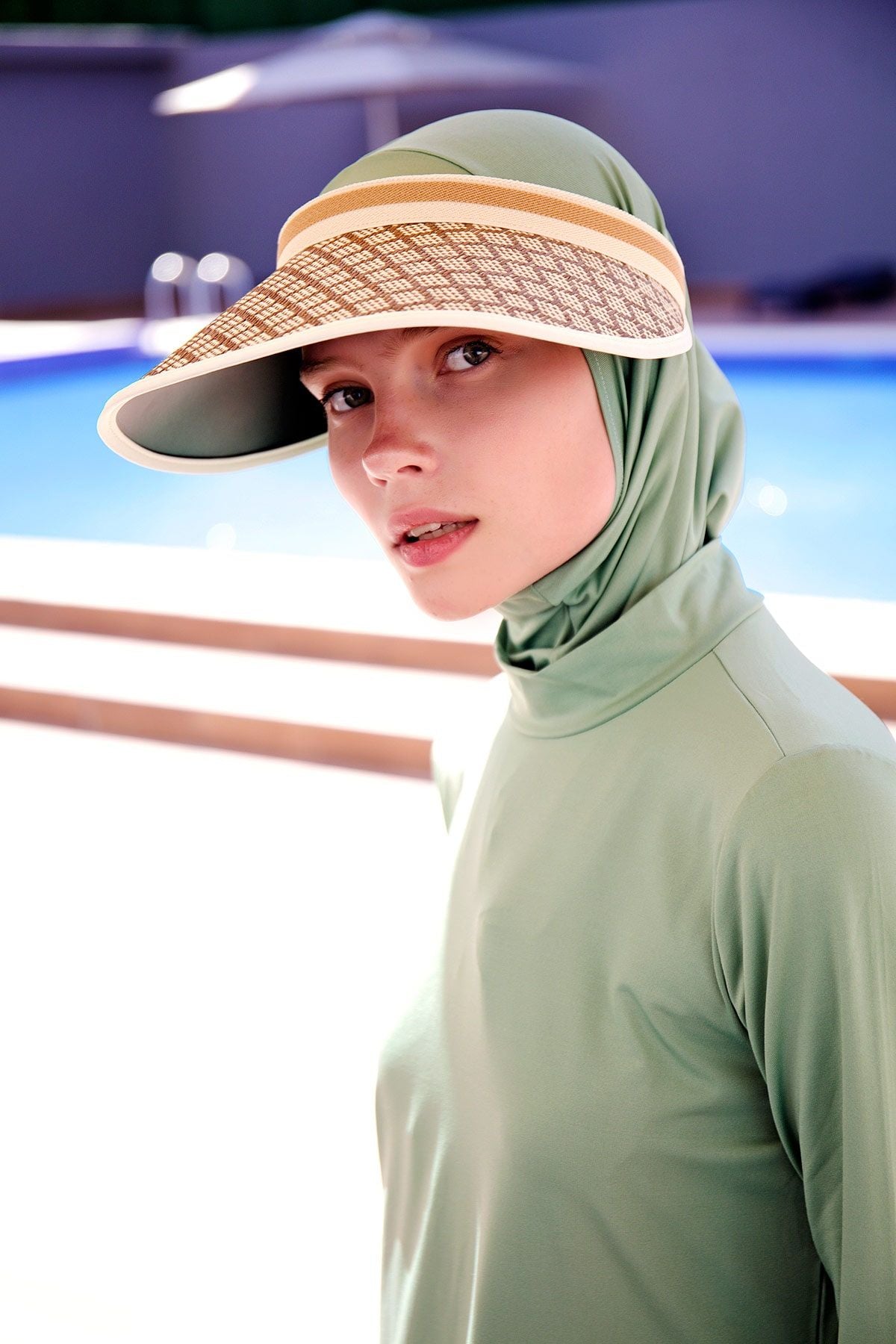 Baklava Desenli Bej Vizör Şapka 14395 Ürün ana görseli