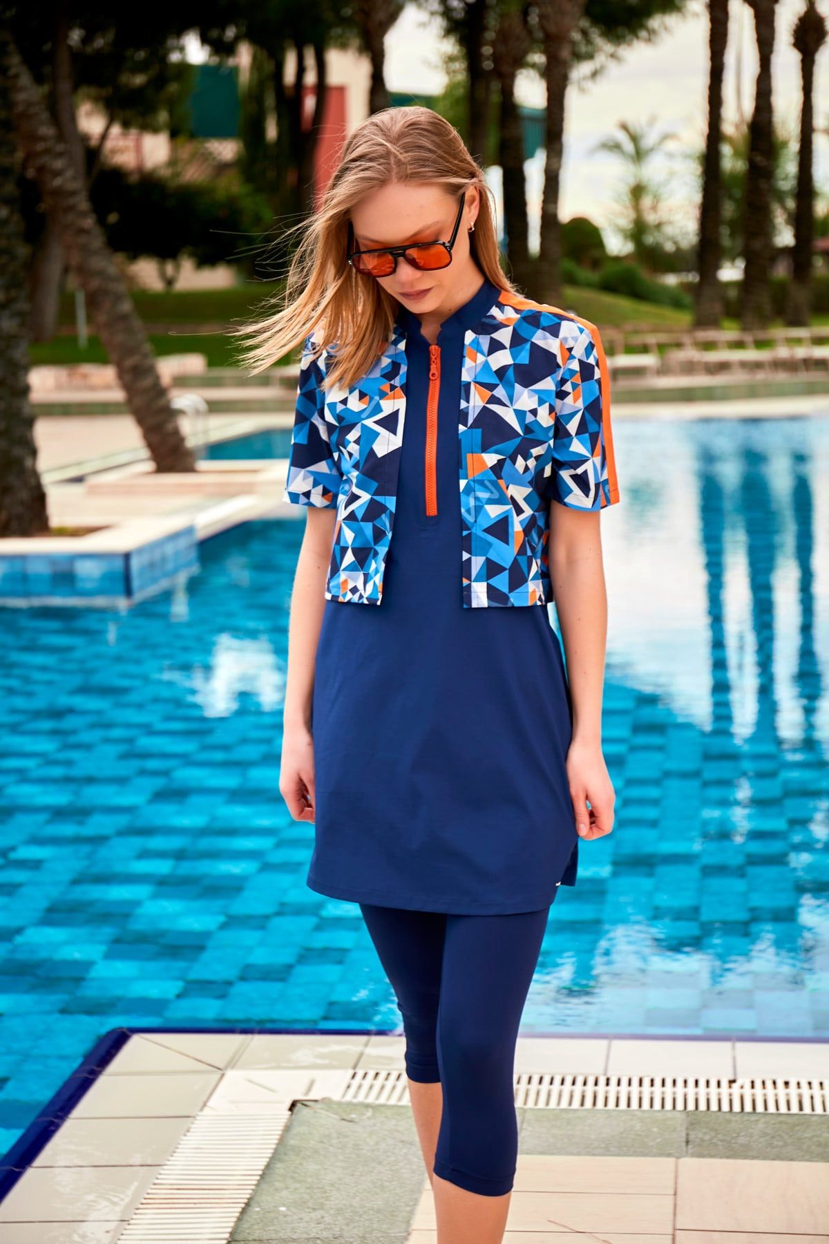 Paraşüt Lacivert Taytlı Yarı Kapalı Mayo M2457